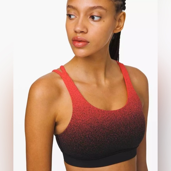 Lululemon Energy Bra Ombre Speckle Stop Jacquard EB Black Thermal Red (Size 6) - Picture 5 of 13